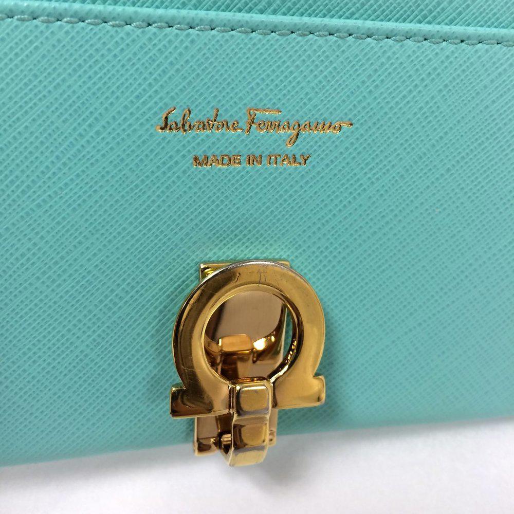 Salvatore Ferragamo Gancini Icona Teal Wallet