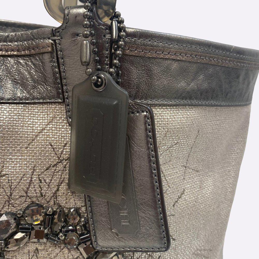 Coach 17022 Audrey Editorial Jeweled Silver Tote