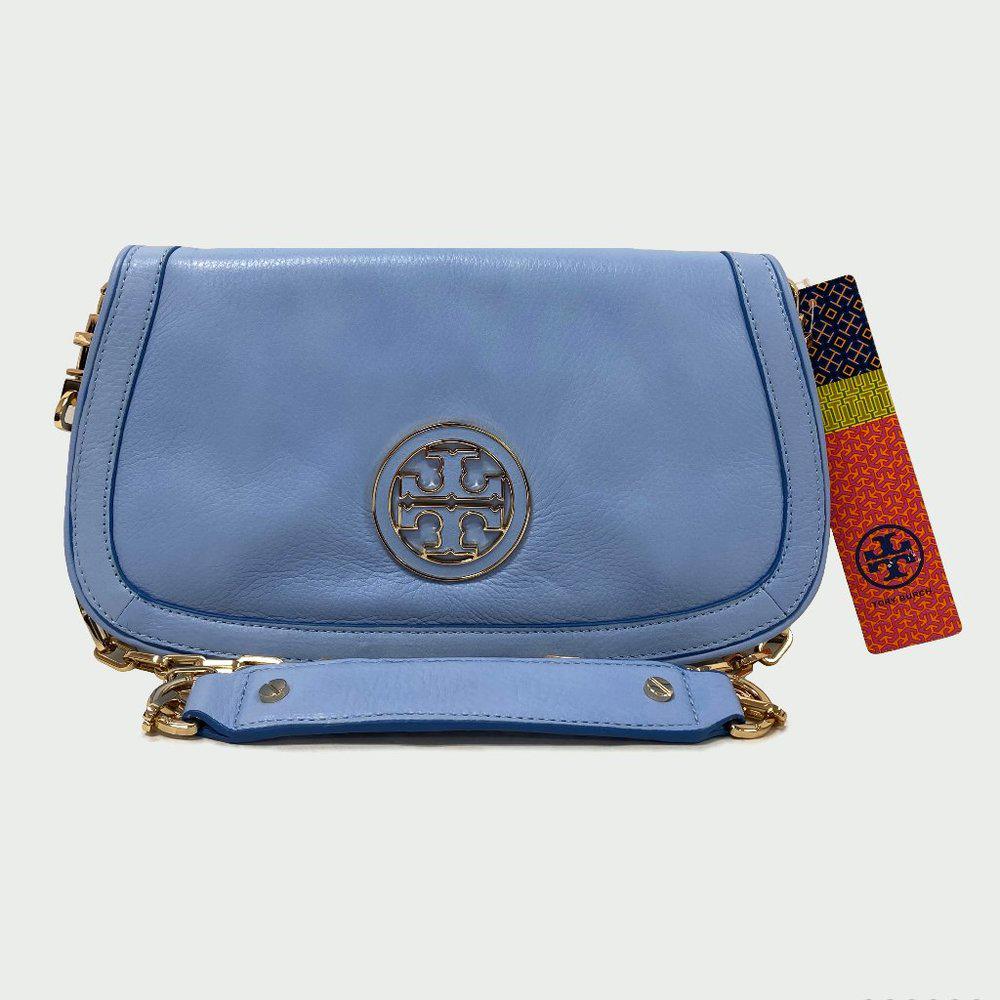 Tory Burch Amanda Light Chambray Logo Clutch