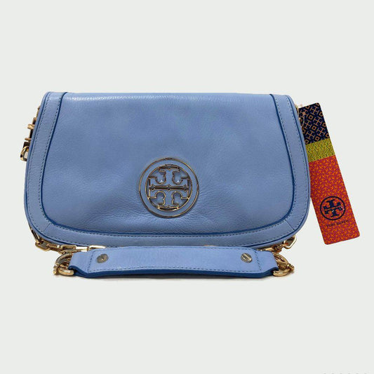 Tory Burch Amanda Light Chambray Logo Clutch