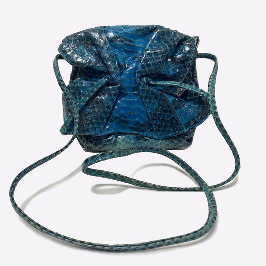 Carlos Falchi Blue Fatto Amano Butterfly Crossbody