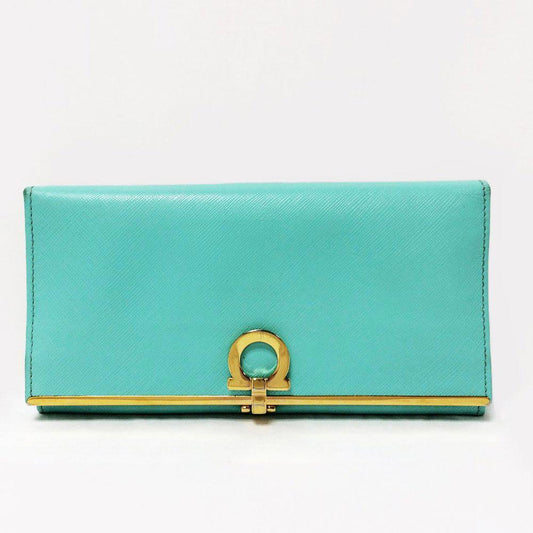 Salvatore Ferragamo Gancini Icona Teal Wallet