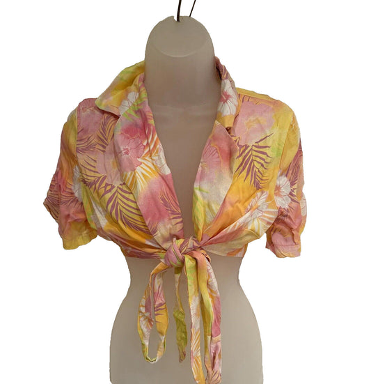 Koton Cropped Hawaiian Shirt Teens Girls Size 8 UK With Straps To Tie In Front