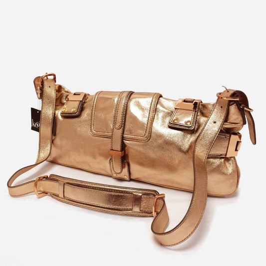 KOOBA Harlan Gold Leather Shoulder Bag