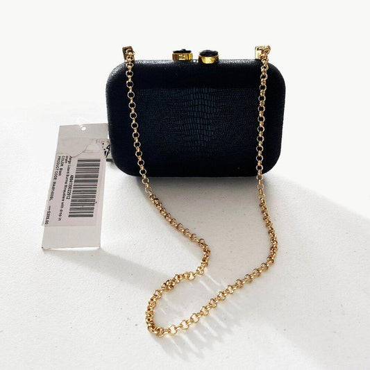 Kotur Burma Black Miniaudiere Convertible Clutch Bag