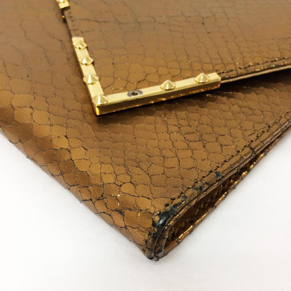 BE & D Snake Embossed Leather Clutch