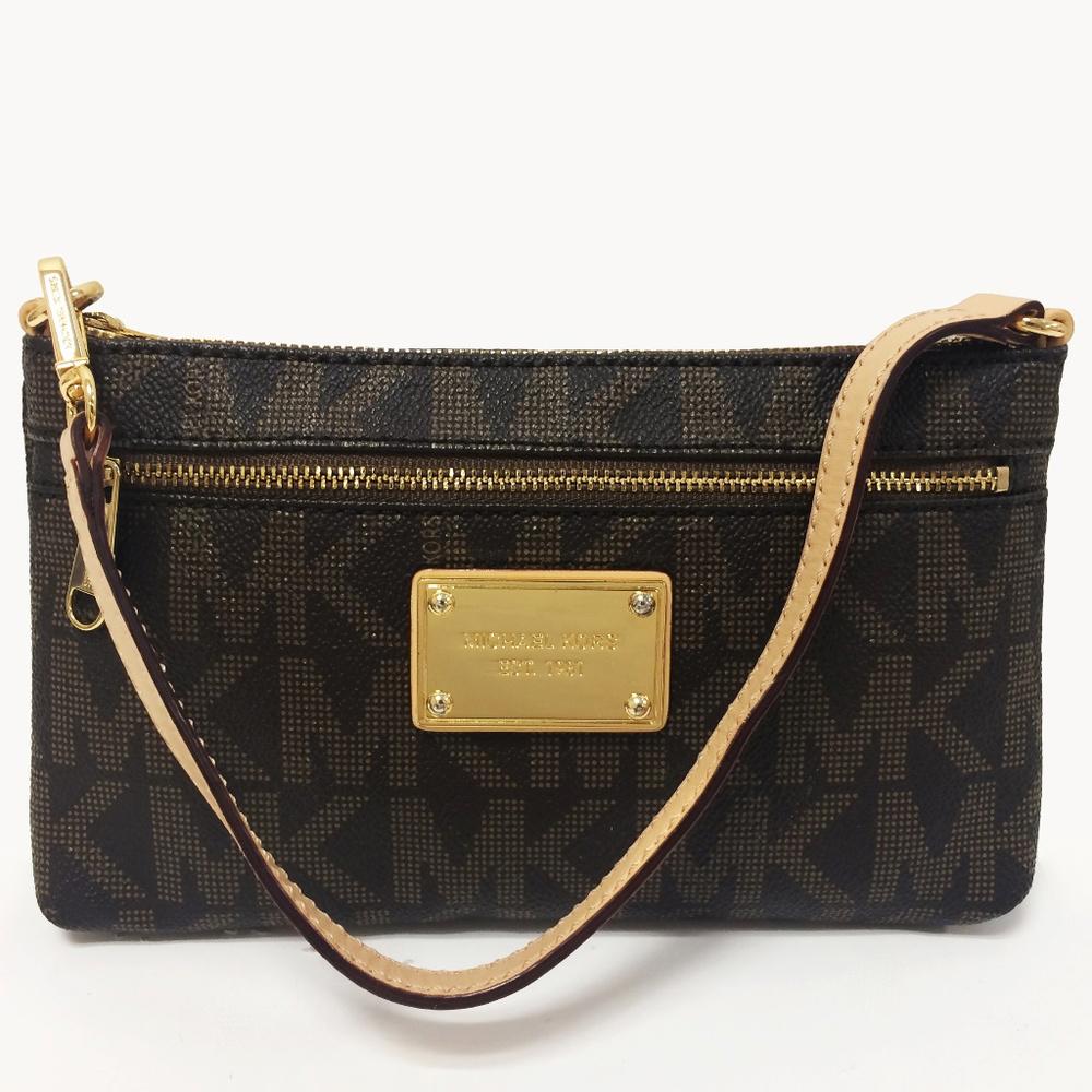Michael by Michael Kors PVC Brown Monogram Wristlet
