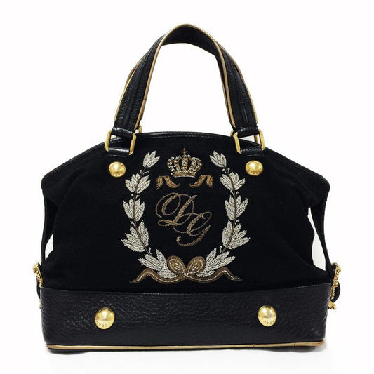 Dolce & Gabbana Black Embroidered Shoulder Bag