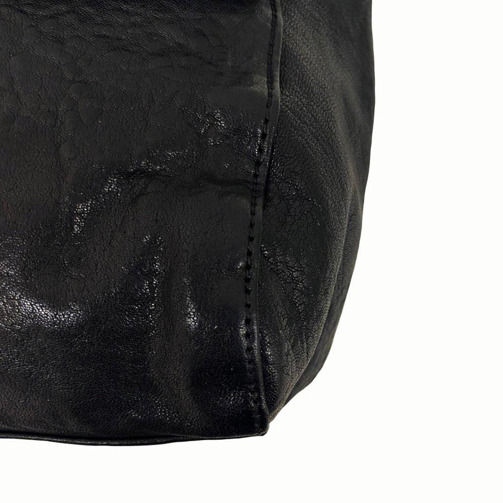 Tory Burch Audra Glazed Leather Black Satchel Bag