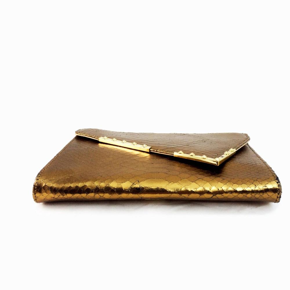 BE & D Snake Embossed Leather Clutch
