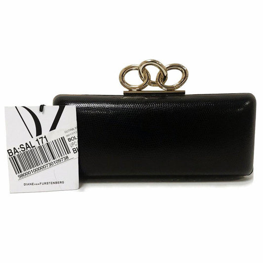 DVF Sutra Embossed Black Clutch