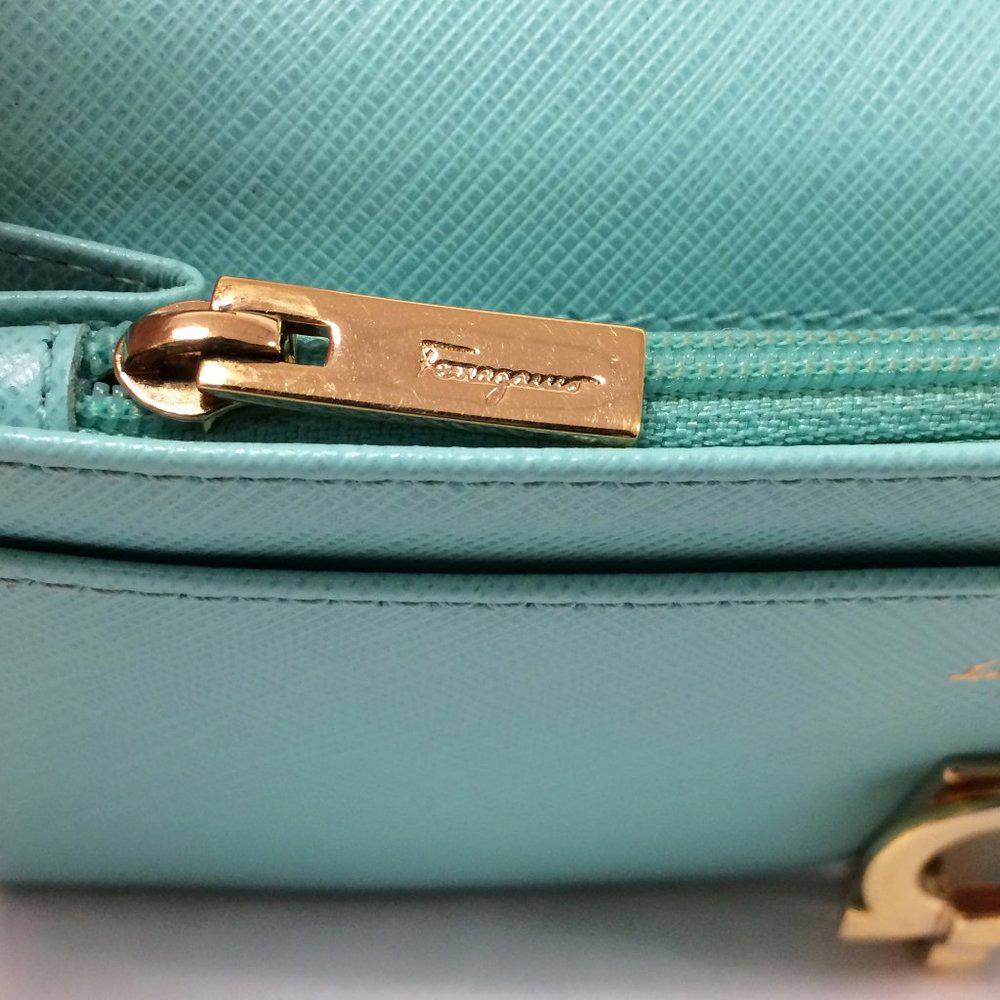 Salvatore Ferragamo Gancini Icona Teal Wallet