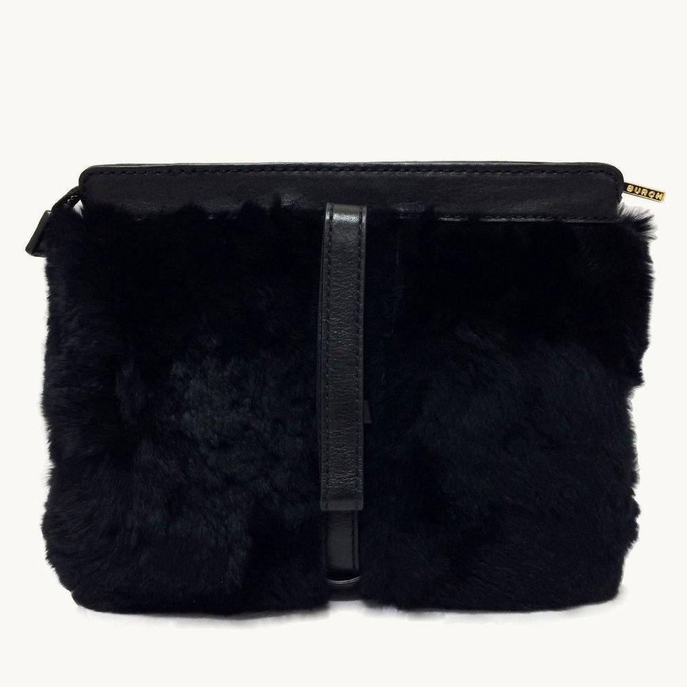 Tory Burch Peyson Muffler Black Fur Wristlet