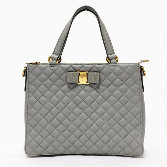 Salvatore Ferragamo Pearl Grey Leather Bag