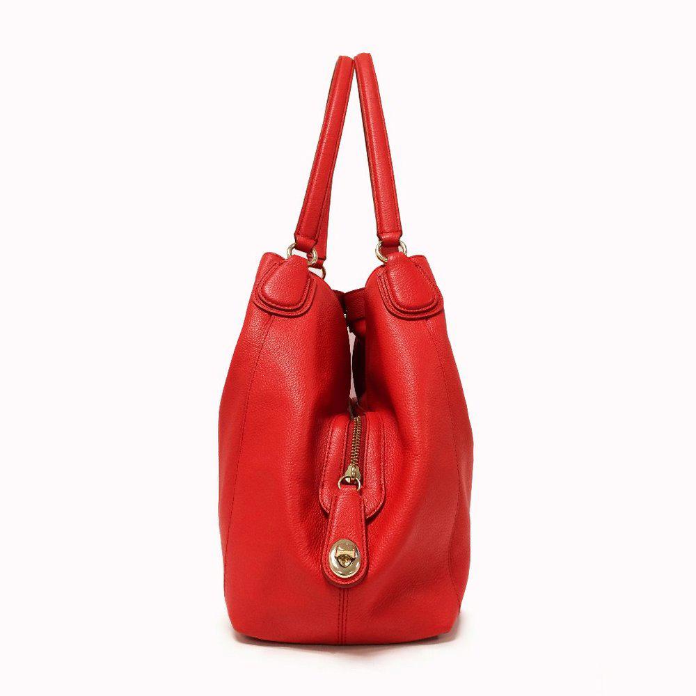 COACH 33547 Edie Pebbled Leather Coral Bag