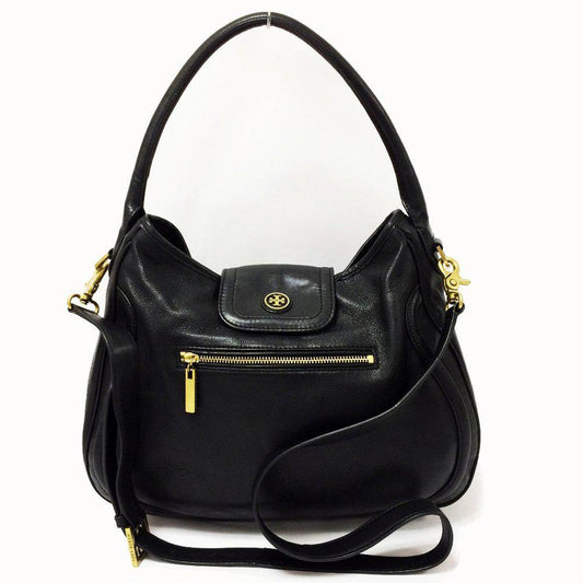 Tory Burch Edye Small Black Leather Hobo