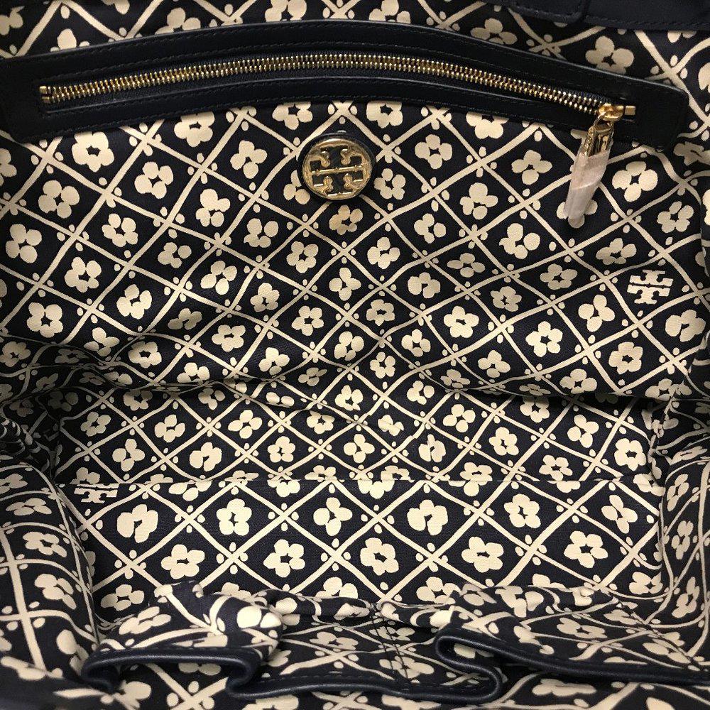 Tory Burch Normandy Blue Stacked Logo Tote