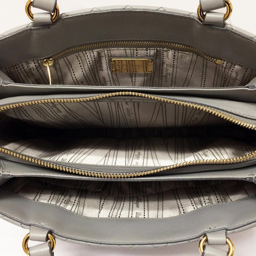 Salvatore Ferragamo Pearl Grey Leather Bag