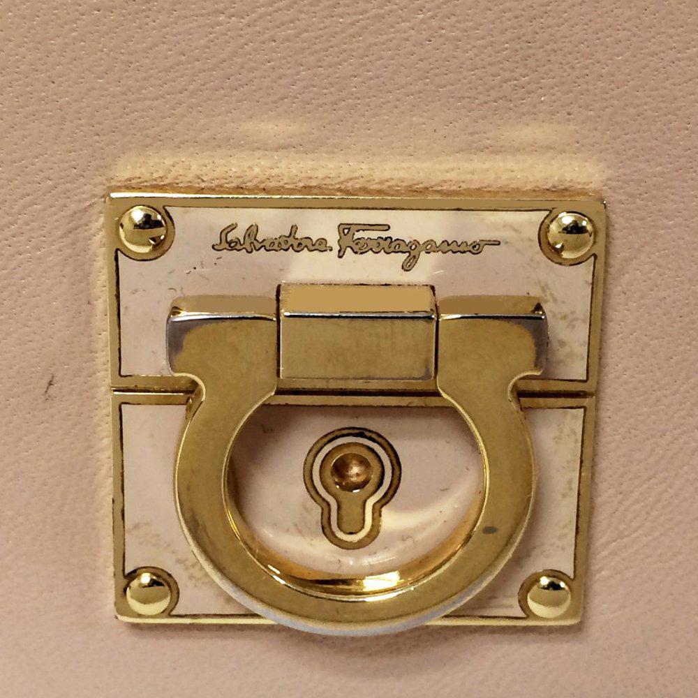Salvatore Ferragamo Gancini Bisque Leather Wallet