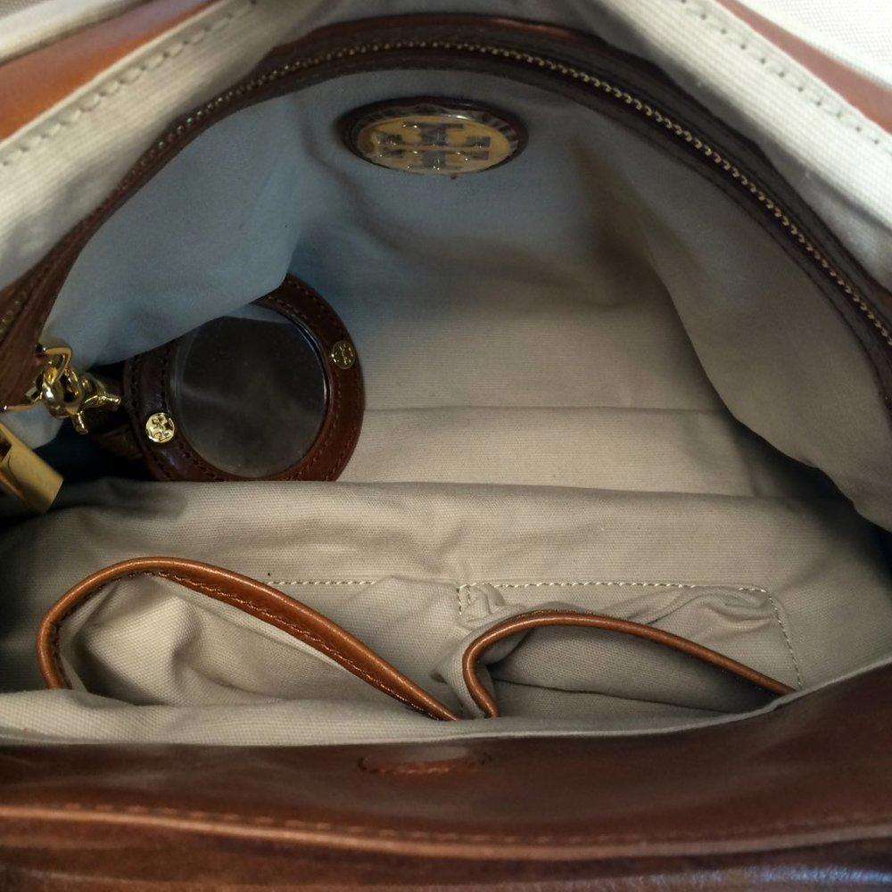 Tory Burch Mae Suede Leather Chestnut Satchel Bag