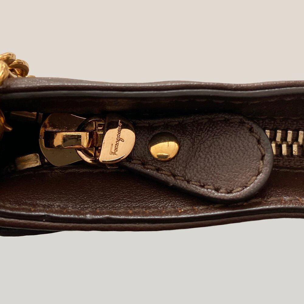 Salvatore Ferragamo Mocha Leather Convertible Clutch