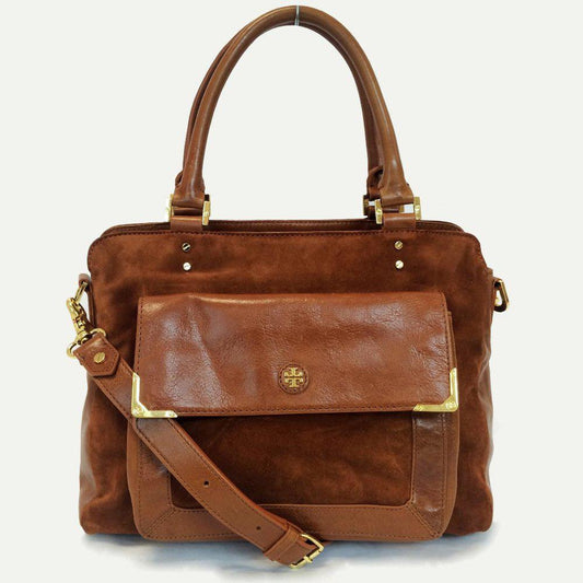 Tory Burch Mae Suede Leather Chestnut Satchel Bag