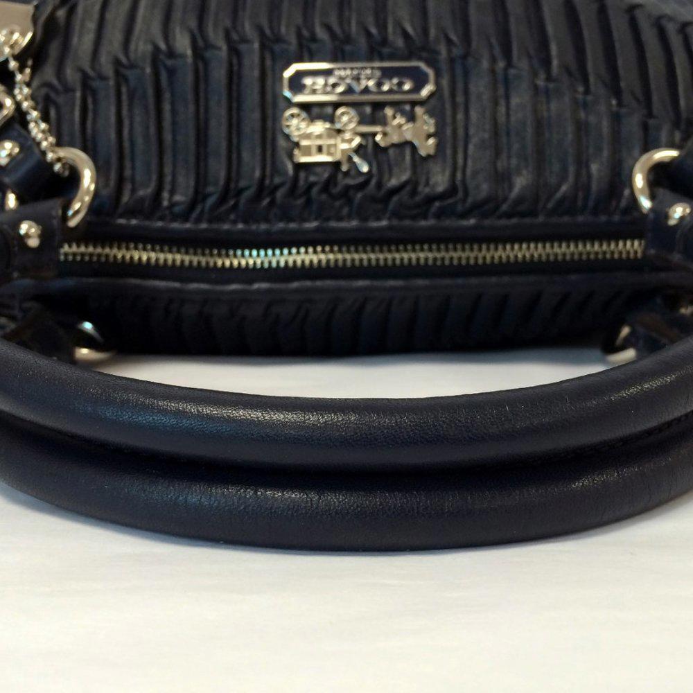 Coach 15947 Madison Lindsey Gathered Black Leather Satchel Bag