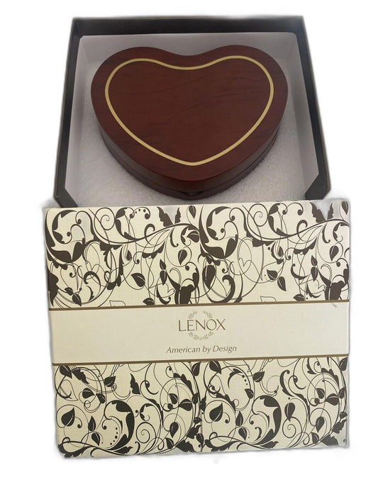 Lenox Heart Shape Wood Jewelry Box 7.5 X 6”  NEW