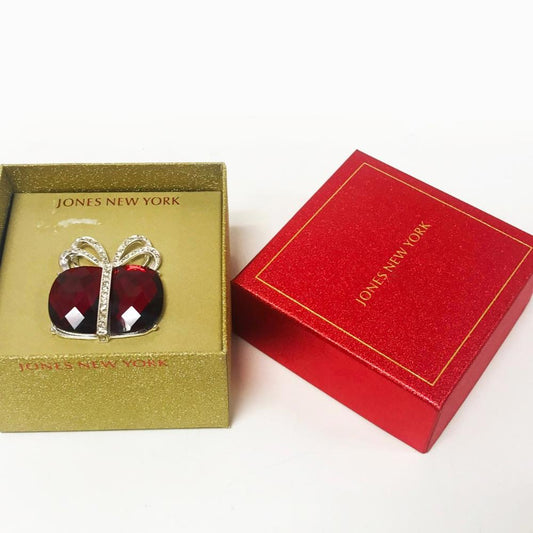 Jones New York Red Gift Box Brooche