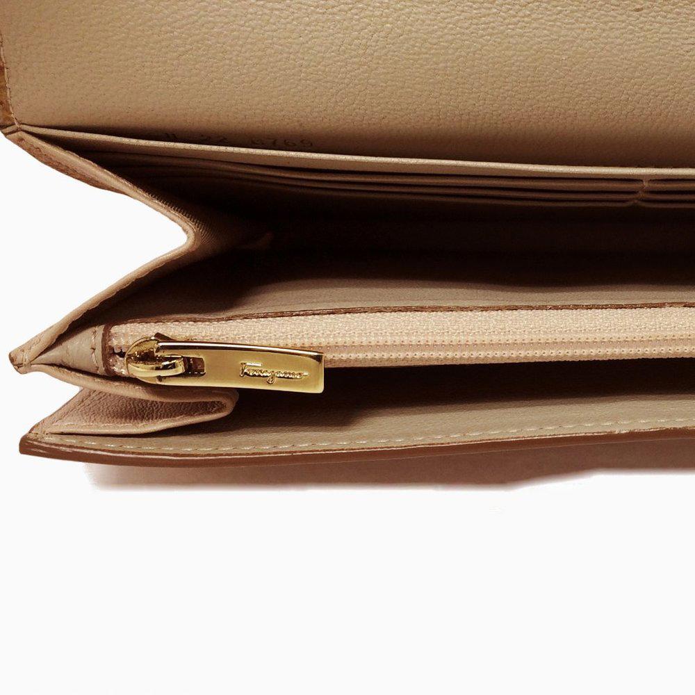 Salvatore Ferragamo Gancini Bisque Leather Wallet