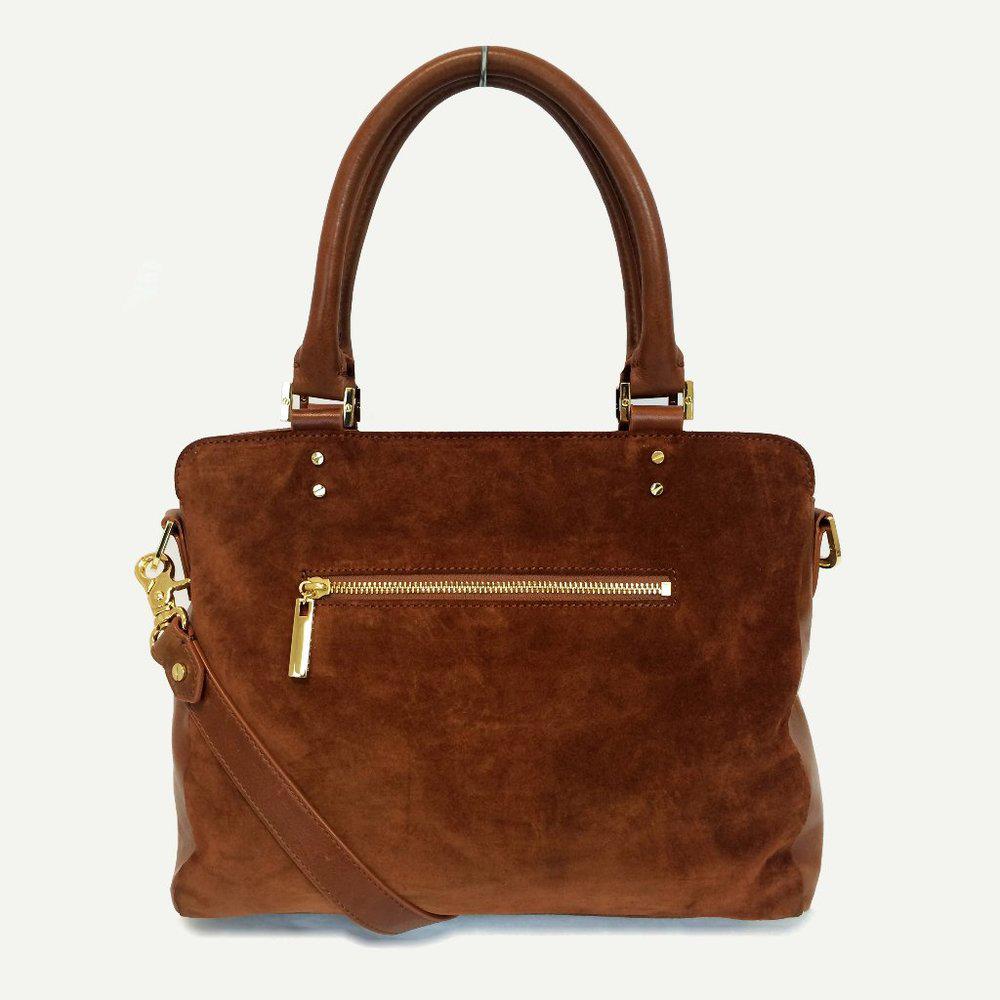 Tory Burch Mae Suede Leather Chestnut Satchel Bag