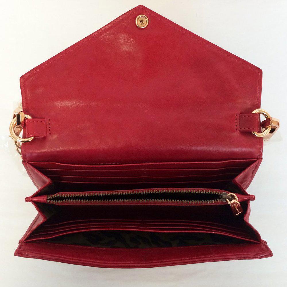 Rebecca Minkoff Red Leather Studded Chain Wallet