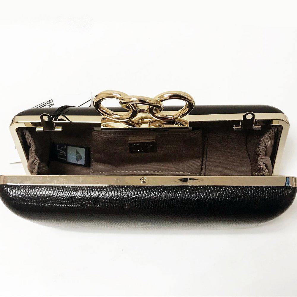 DVF Sutra Embossed Black Clutch