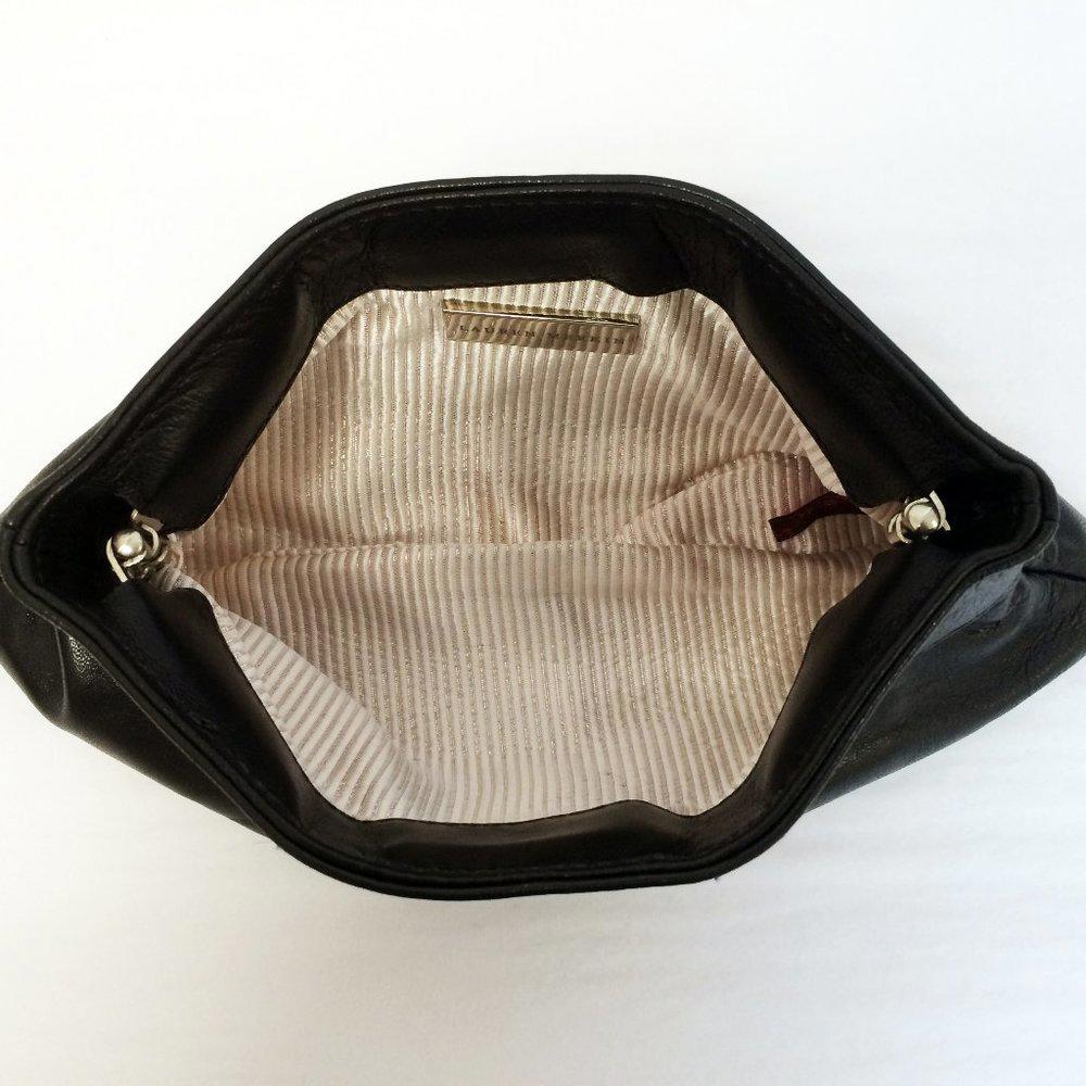 Lauren Merkin Eve Black Leather Clutch Bag
