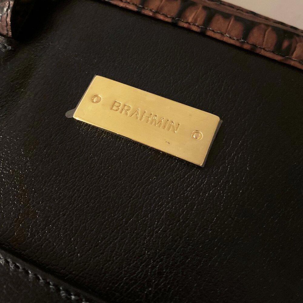 Brahmin Sara Rose Black Tuscan Leather Satchel Bag