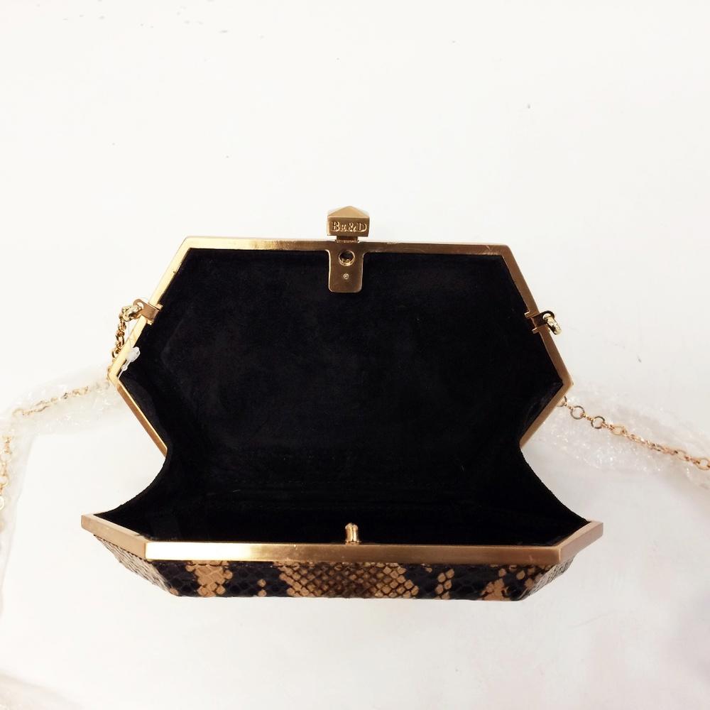 Be & D Snake Embossed Leather Clutch