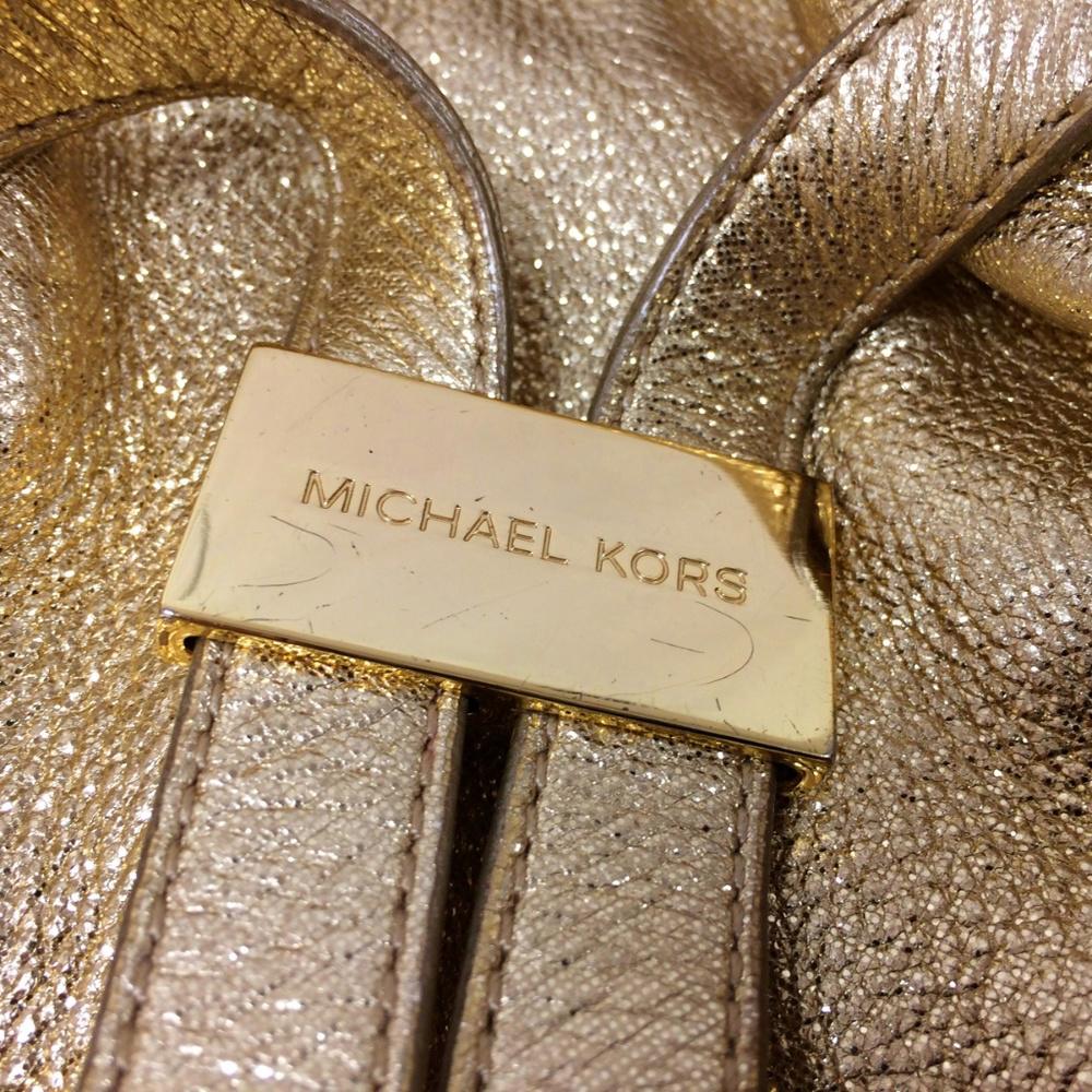 Michael Michael Kors Gold Leather Shoulder Bag