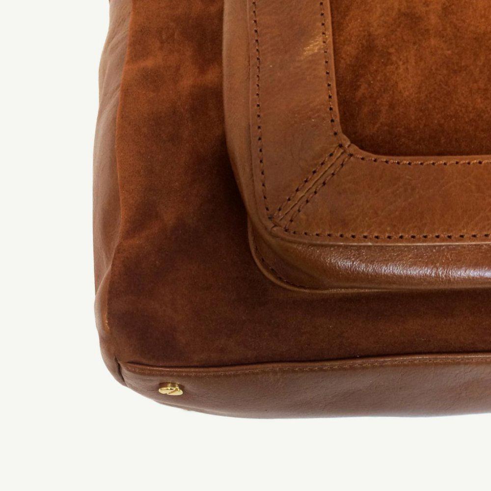 Tory Burch Mae Suede Leather Chestnut Satchel Bag