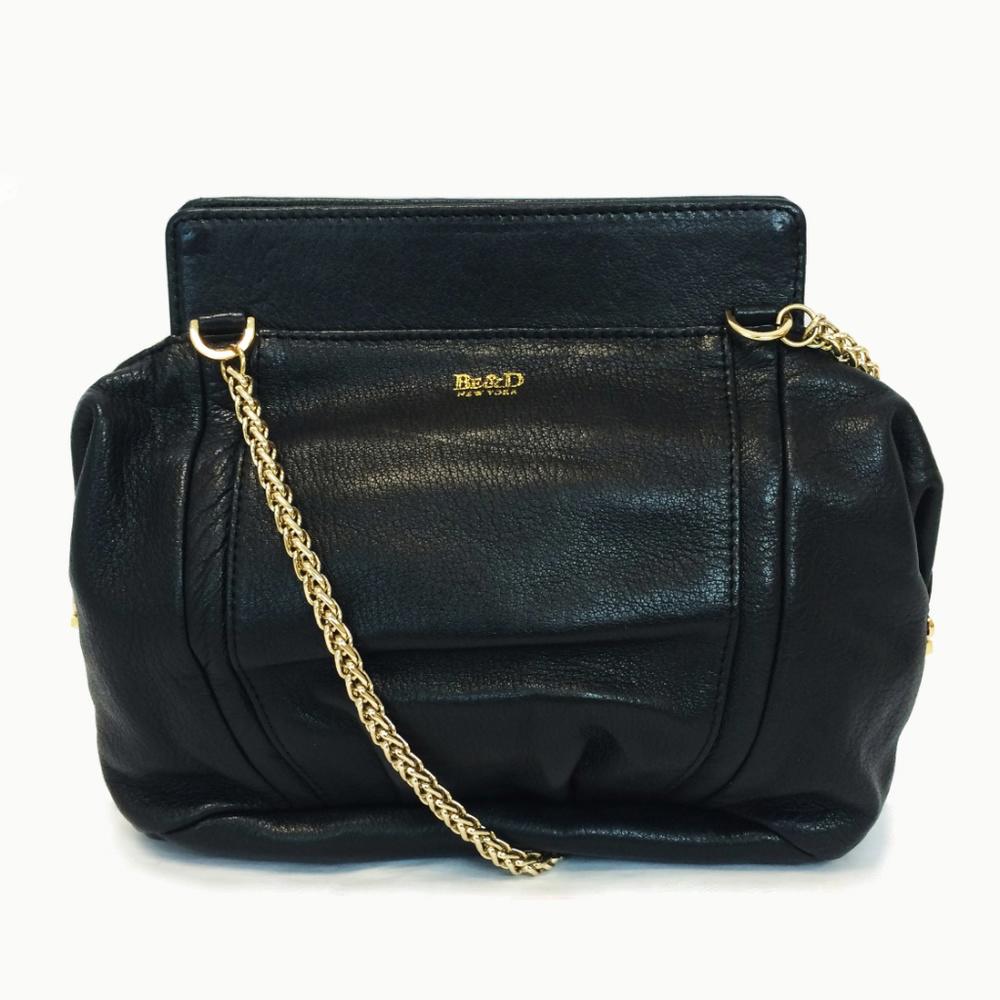 BE & D New York Myles Black Leather Crossbody Bag