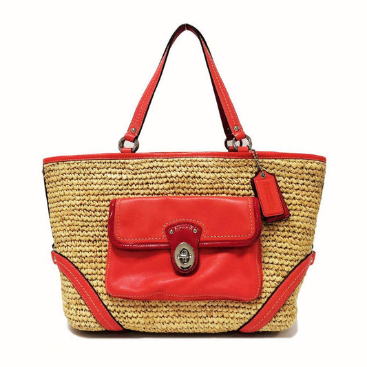 COACH 22904 Woven Straw Pocket Tote