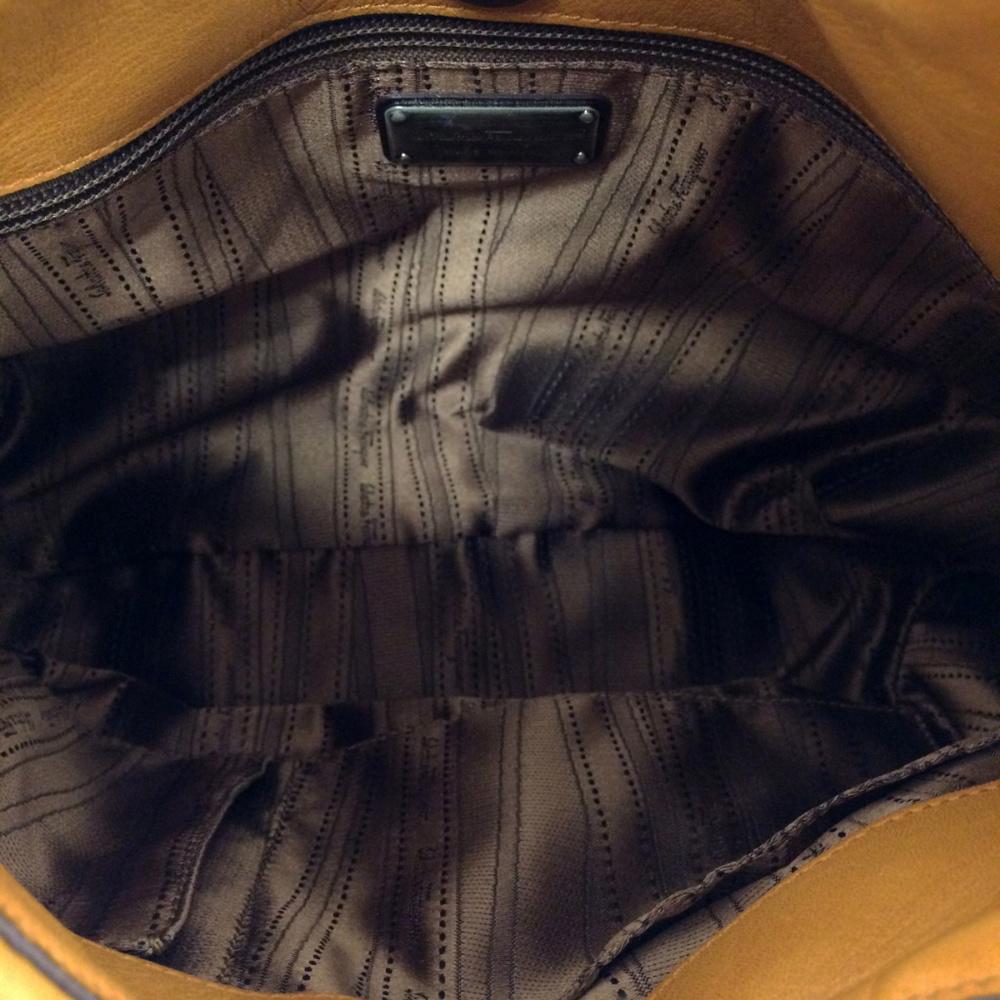 Salvatore Ferrgamo Whip Stitched Tan Leather Satchel