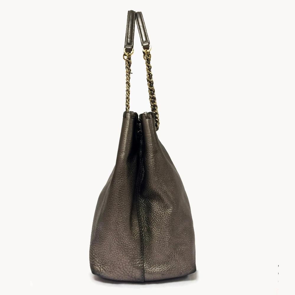 Tory Burch Marion Silver Leather Shoulder Bag