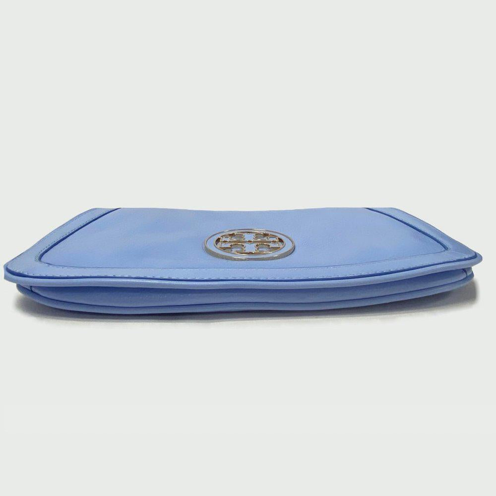 Tory Burch Amanda Light Chambray Logo Clutch