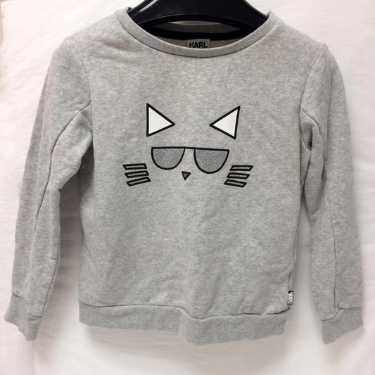 Karl Lagerfield Kids Girl Cotton Grey Cat Pullover