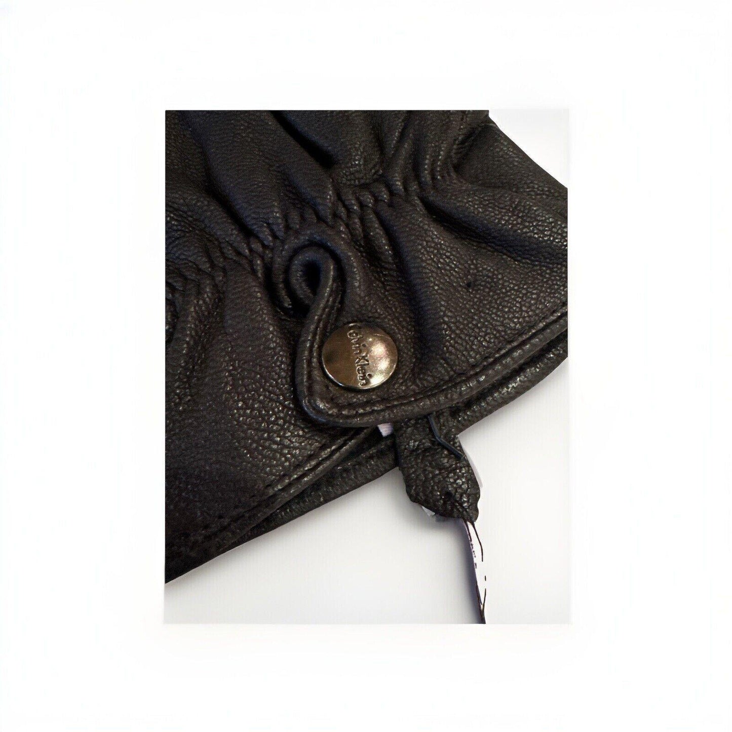 Calvin Klein Women Leather Touchscreen Gloves Black Size L