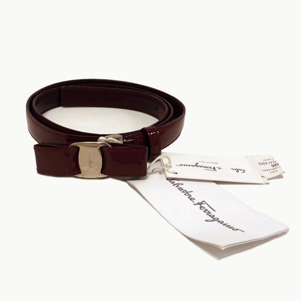 Salvatore Ferragamo Bordeaux Patent Leather Belt