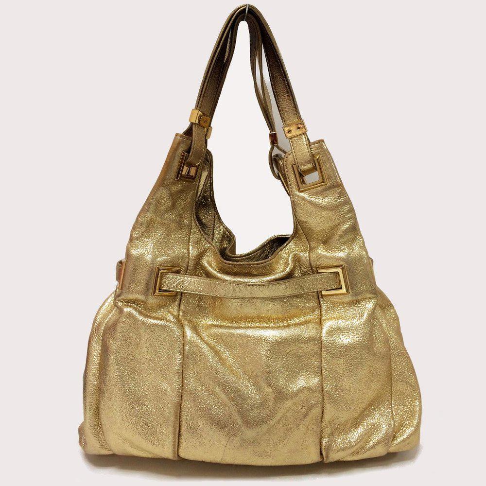 Michael Michael Kors Gold Leather Shoulder Bag