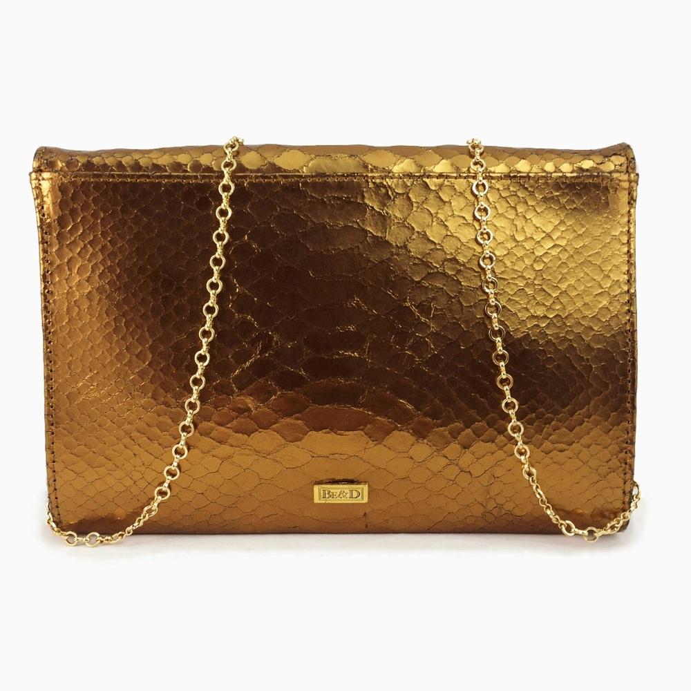 BE & D Snake Embossed Leather Clutch