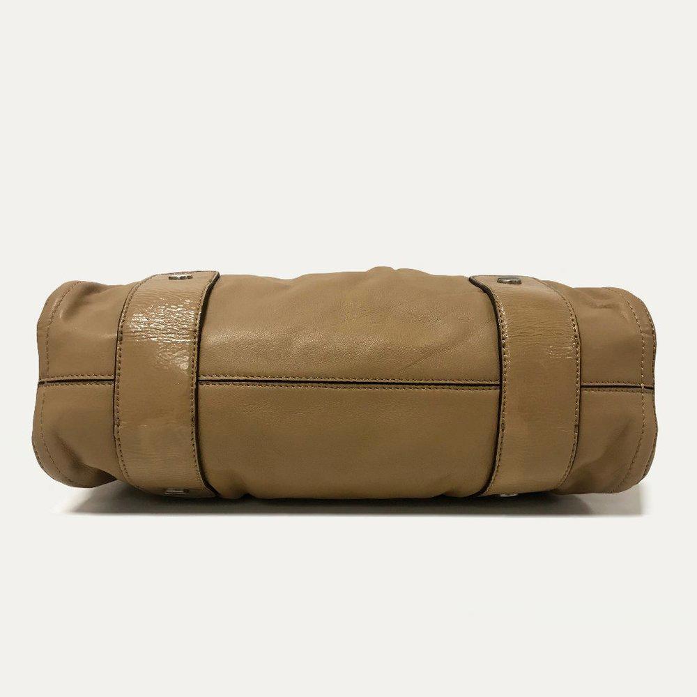B. Makowsky Taupe Leather Satchel Bag