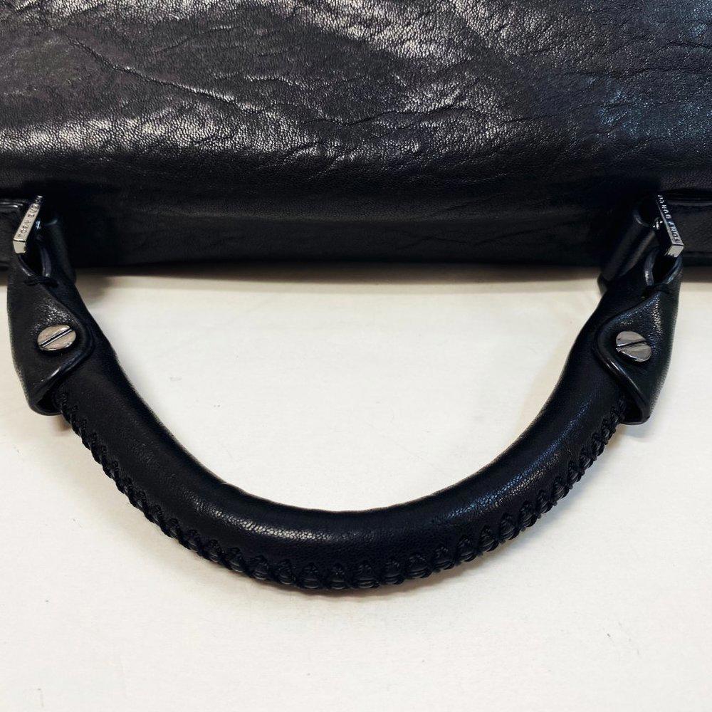 Tory Burch Audra Glazed Leather Black Satchel Bag